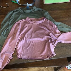 Stylish Women's Pink and Green long sleeve crop Tops
